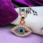 Evil Eye Rose Gold CZ Stainless Steel Anti Tarnish Pendant Chain Bulk