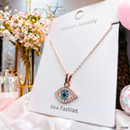 Evil Eye Rose Gold CZ Stainless Steel Anti Tarnish Pendant Chain Bulk
