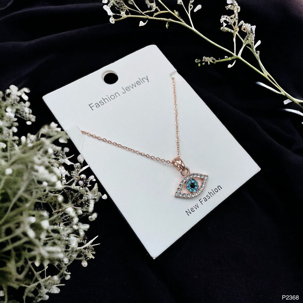 Evil Eye Rose Gold CZ Stainless Steel Anti Tarnish Pendant Chain Bulk