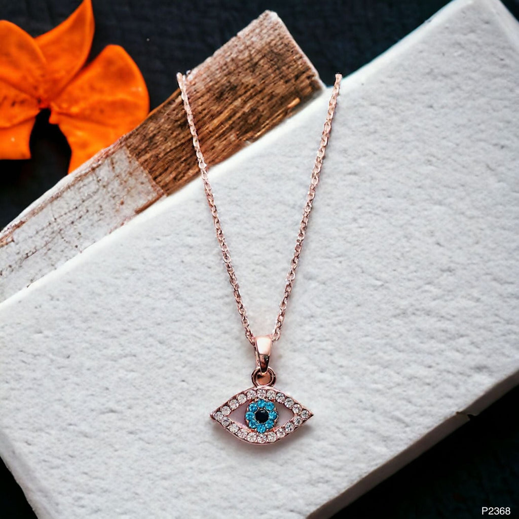 Evil Eye Rose Gold CZ Stainless Steel Anti Tarnish Pendant Chain Bulk