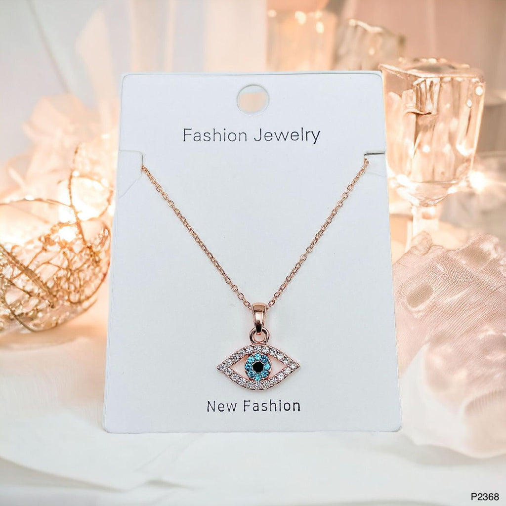 Evil Eye Rose Gold CZ Stainless Steel Anti Tarnish Pendant Chain Bulk