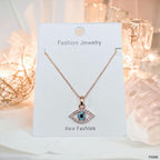 Evil Eye Rose Gold CZ Stainless Steel Anti Tarnish Pendant Chain Bulk