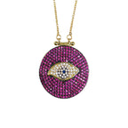 Evil Eye 18K Gold Plated CZ Pink Anti Tarnish Pendant Chain Bulk