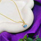 Eye Lash Evil Eye 18K Gold CZ Blue Anti Tarnish Pendant Chain Bulk