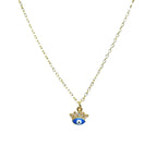 Eye Lash Evil Eye 18K Gold CZ Blue Anti Tarnish Pendant Chain Bulk