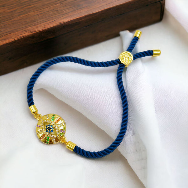 Rainbow Evil Eye Gold Anti Tarnish Adjustable Threads Bracelet Bulk Main image