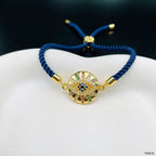Rainbow Evil Eye Gold Anti Tarnish Adjustable Threads Bracelet Bulk