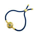 Rainbow Evil Eye Gold Anti Tarnish Adjustable Threads Bracelet Bulk