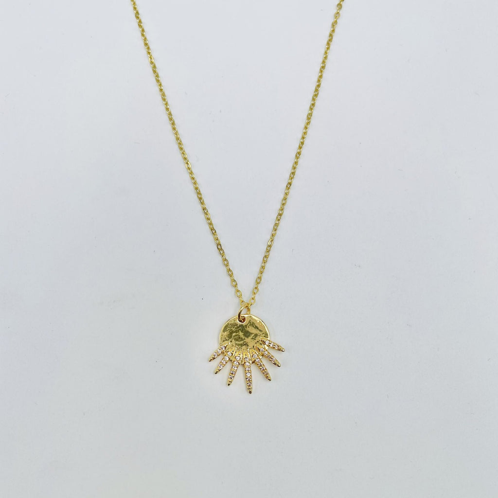 Sun Cubic Zirconia 18K Gold Anti Tarnish Pendant Chain For Women Bulk