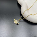 Saturn Planet Cubic Zirconia 18K Gold Anti Tarnish Pendant Chain Bulk