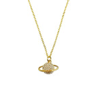 Saturn Planet Cubic Zirconia 18K Gold Anti Tarnish Pendant Chain Bulk
