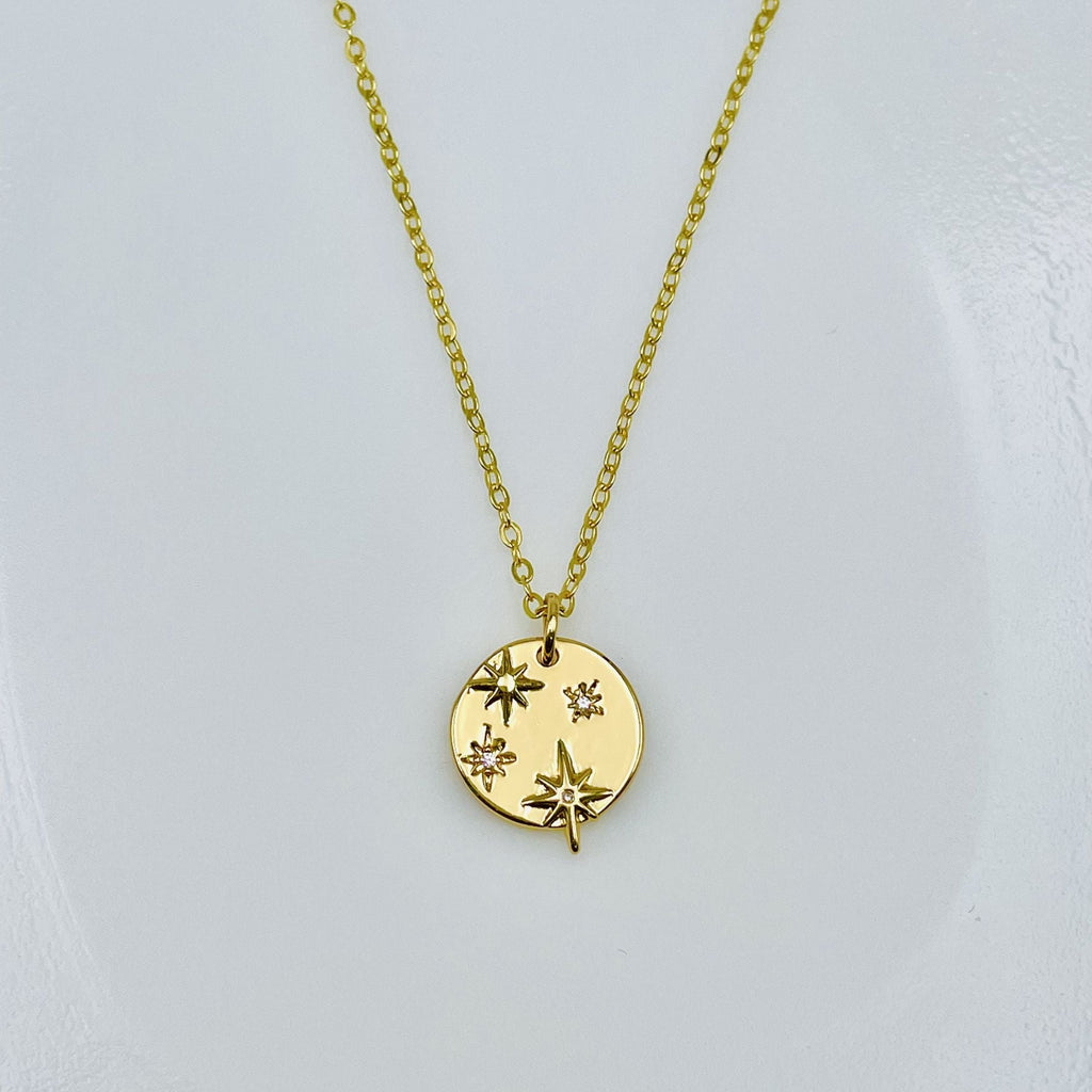 Stars Cubic Zirconia 18K Gold Anti Tarnish Pendant Chain Women Bulk