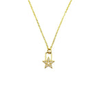 Stars Lock Cubic Zirconia 18K Gold Anti Tarnish Pendant Chain Bulk