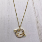 Star Saturn Planet CZ 18K Gold Anti Tarnish Pendant Chain Bulk