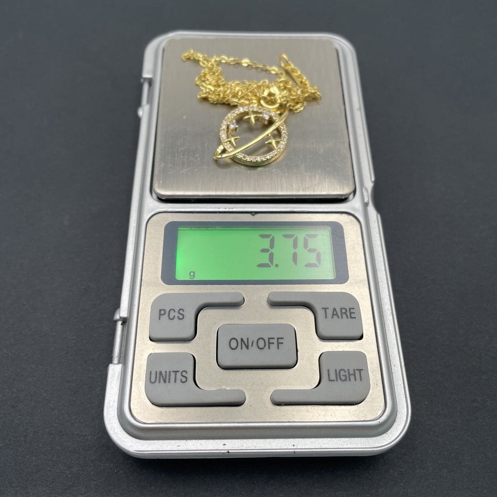 Star Saturn Planet CZ 18K Gold Anti Tarnish Pendant Chain Bulk