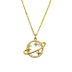 Star Saturn Planet CZ 18K Gold Anti Tarnish Pendant Chain Bulk