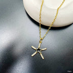 Star Cubic Zirconia Enamel 18K Gold Anti Tarnish Pendant Chain Bulk