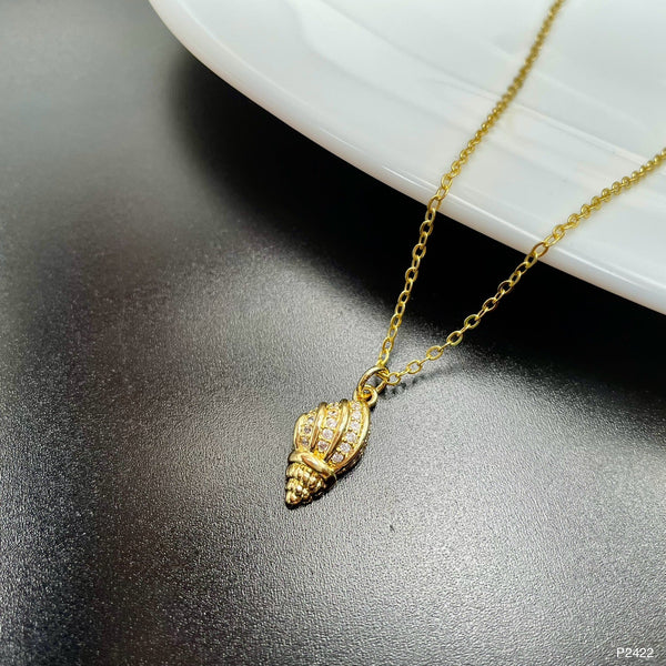 Shell Cubic Zirconia 18K Gold Anti Tarnish Pendant Chain Women Bulk Main image