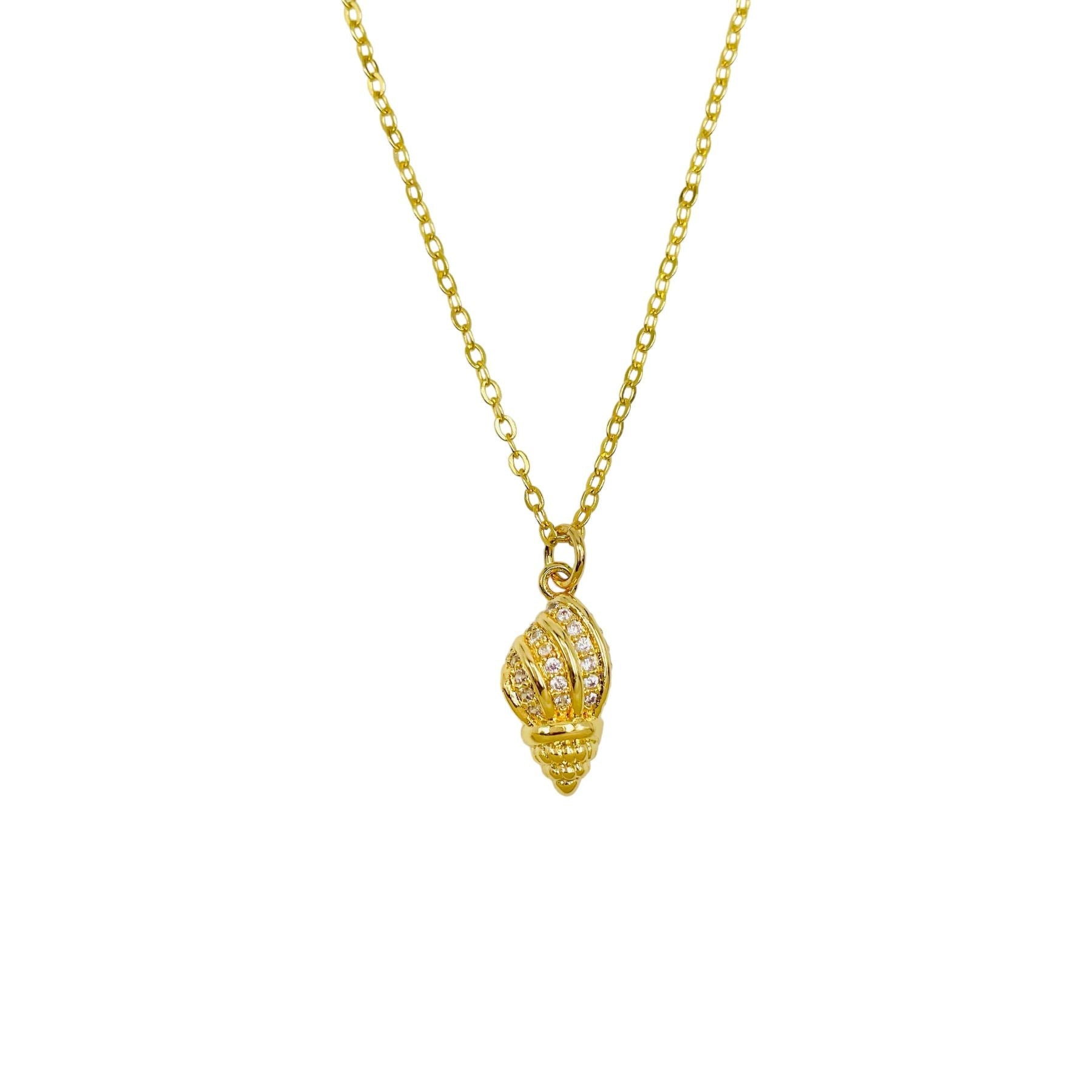 Shell Cubic Zirconia 18K Gold Anti Tarnish Pendant Chain Women Bulk