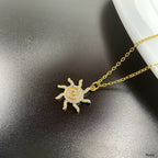 Sun Cubic Zirconia 18K Gold Anti Tarnish Pendant Chain For Women Bulk