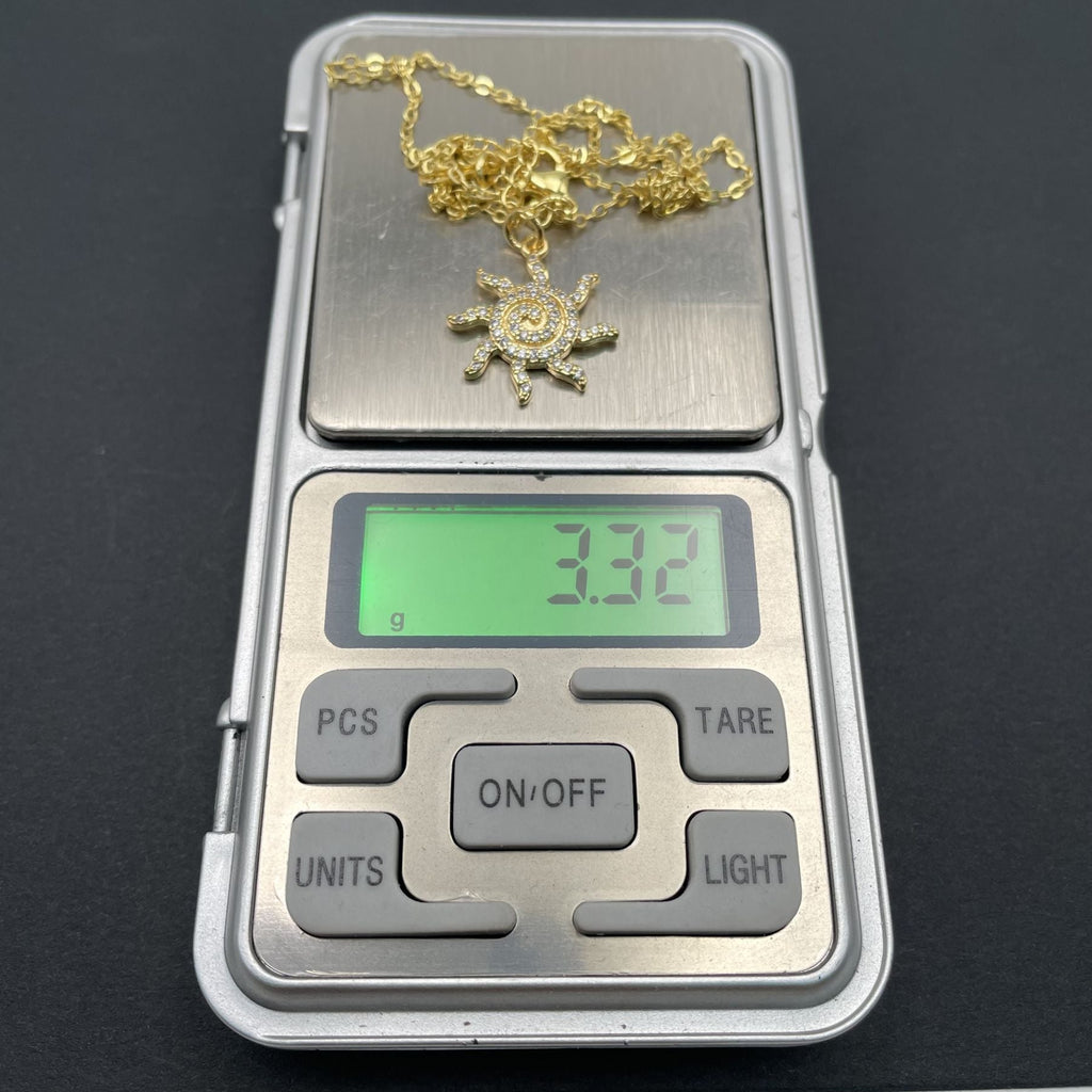 Sun Cubic Zirconia 18K Gold Anti Tarnish Pendant Chain For Women Bulk