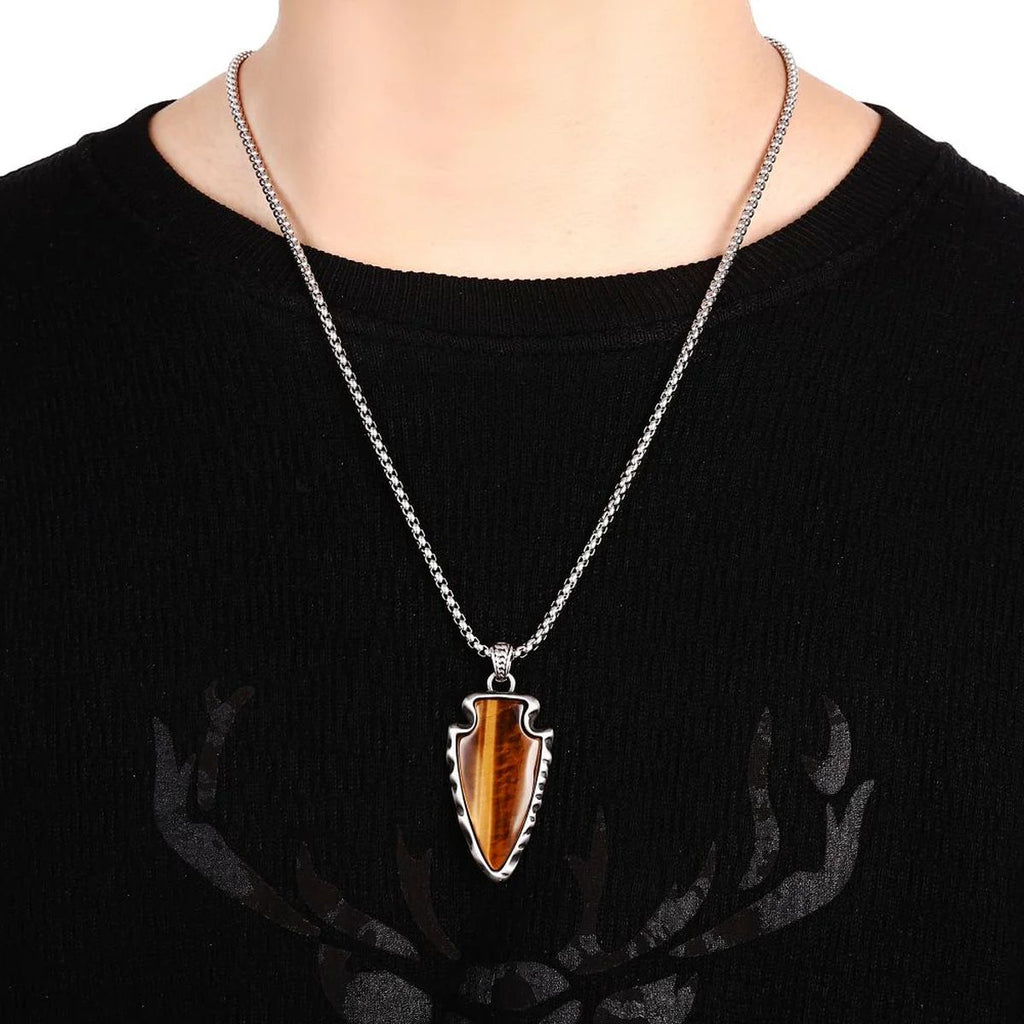 Triad Black Silver Stainless Steel Anti Tarnish Necklace Pendant Chain For Men