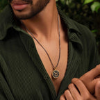 Zodiac Aries Gary Black 18K Gold Stainless Steel Anti Tarnish Necklace Pendant Chain For Men