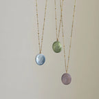 Tulip Flower Green Gold Brass Anti Tarnish Necklace Pendant Chain Bulk