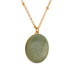Tulip Flower Green Gold Brass Anti Tarnish Necklace Pendant Chain Bulk