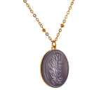 Tulip Flower Green Gold Brass Anti Tarnish Necklace Pendant Chain Bulk