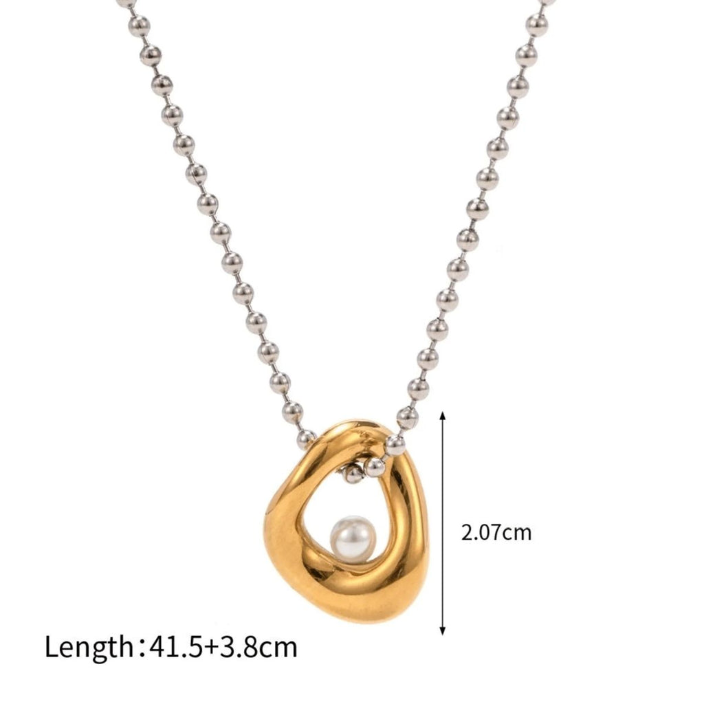 Heart Pearl 18K Gold Silver Stainless Steel Anti Tarnish Necklace Pendant Chain For Women