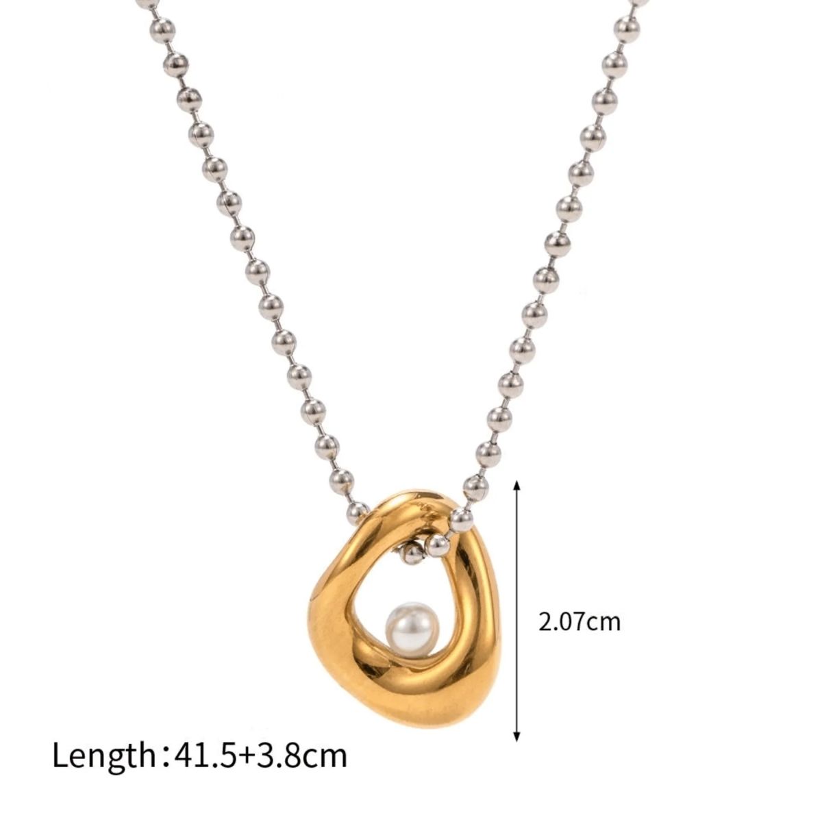 Heart Pearl 18K Gold Silver Stainless Steel Anti Tarnish Necklace Pendant Chain For Women