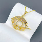 Big Fish Evil Eye 18K Gold CZ Anti Tarnish Necklace Pendant Chain Bulk