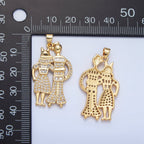Love Couple Cubic Zirconia 18K Gold Anti Tarnish Pendant Chain Bulk