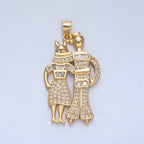 Love Couple Cubic Zirconia 18K Gold Anti Tarnish Pendant Chain Bulk