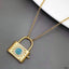 Sun Lock CZ Crystal Blue 18K Gold Anti Tarnish Pendant Chain Bulk