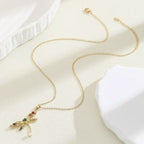 Exquisite Dragonfly Cubic Zirconia Crystal Multicolour 18K Gold Anti Tarnish Pendant Chain For Women