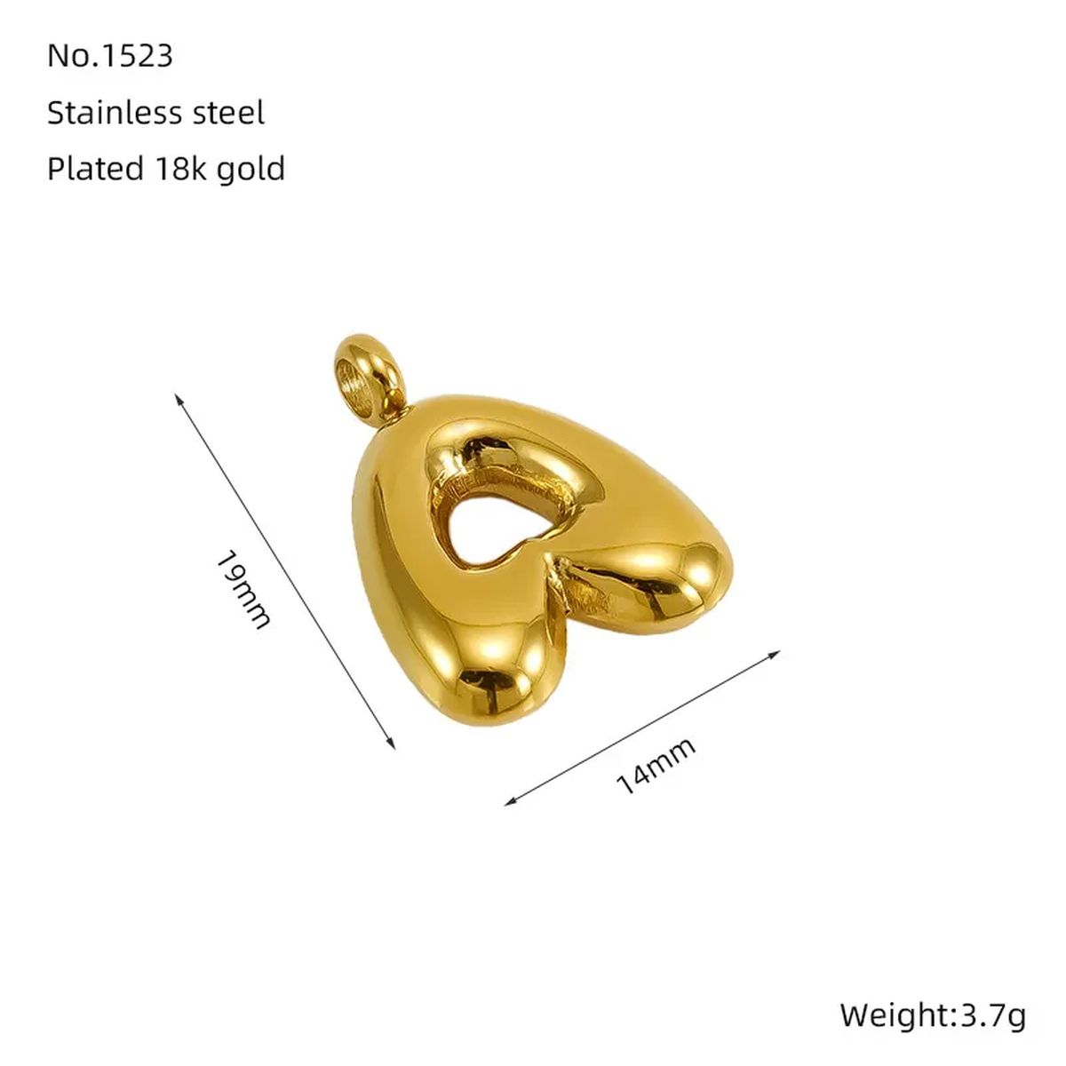 Bold Initial Letter A 18K Gold Stainless Steel Pendant For Women Bulk Secondary image