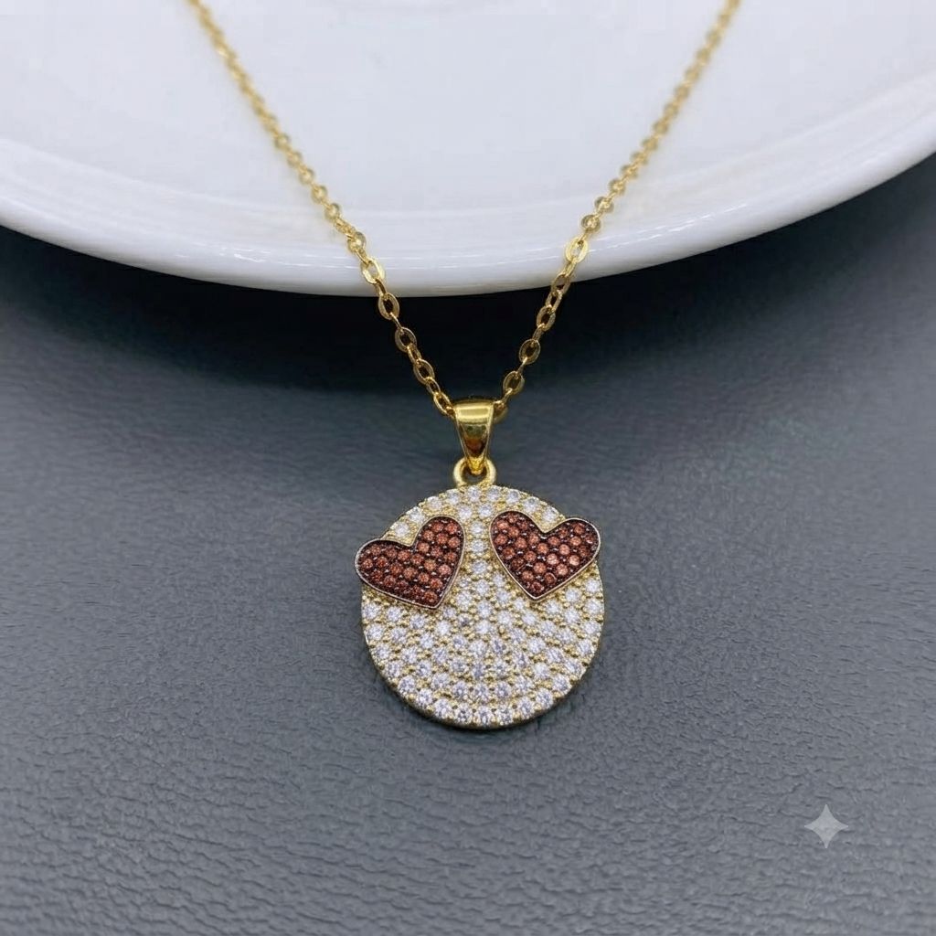 Love Heart Cubic Zirconia Gold plated anti tarnish Pendant chain For women