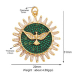 Sun Bird Crystal Green 18K Gold Anti Tarnish Pendant Chain Women Bulk