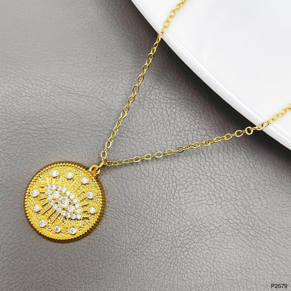 Eyelash Evil Eye CZ 18K Gold Anti Tarnish Pendant Chain Bulk Main image