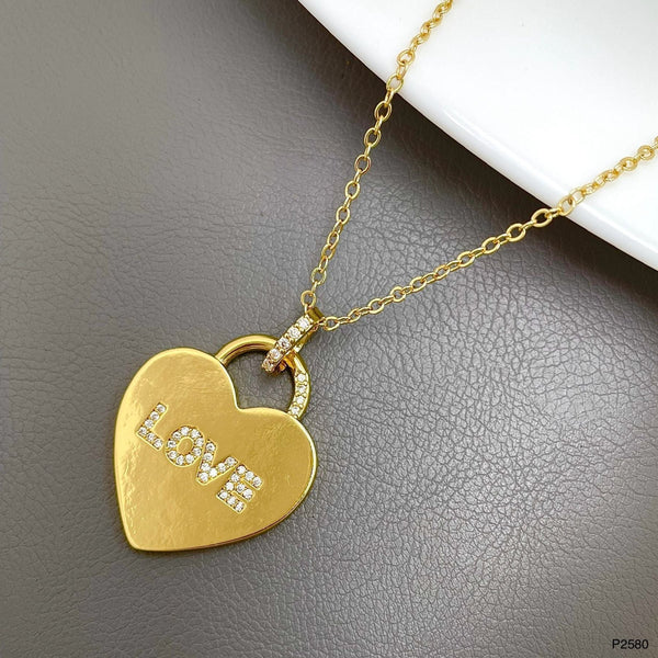 Love Lock Cubic Zirconia 18K Gold Anti Tarnish Pendant Chain Bulk Main image