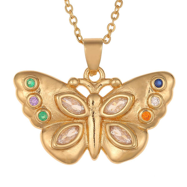 Butterfly Cubic Zirconia Gold plated anti tarnish Pendant chain For women Secondary image