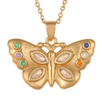 Butterfly Cubic Zirconia Gold plated anti tarnish Pendant chain For women