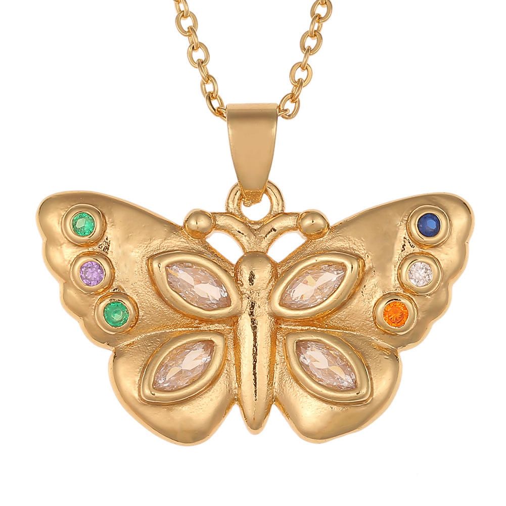 Butterfly Cubic Zirconia Gold plated anti tarnish Pendant chain For women