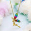Angel Wings CZ Multicolor 18K Gold Anti Tarnish Pendant Chain Bulk