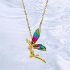 Angel Wings CZ Multicolor 18K Gold Anti Tarnish Pendant Chain Bulk