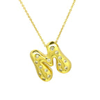 Glossy Studded Initial Letter Alphabet A Cubic Zirconia 18K Gold Anti Tarnish Pendant Chain For Women