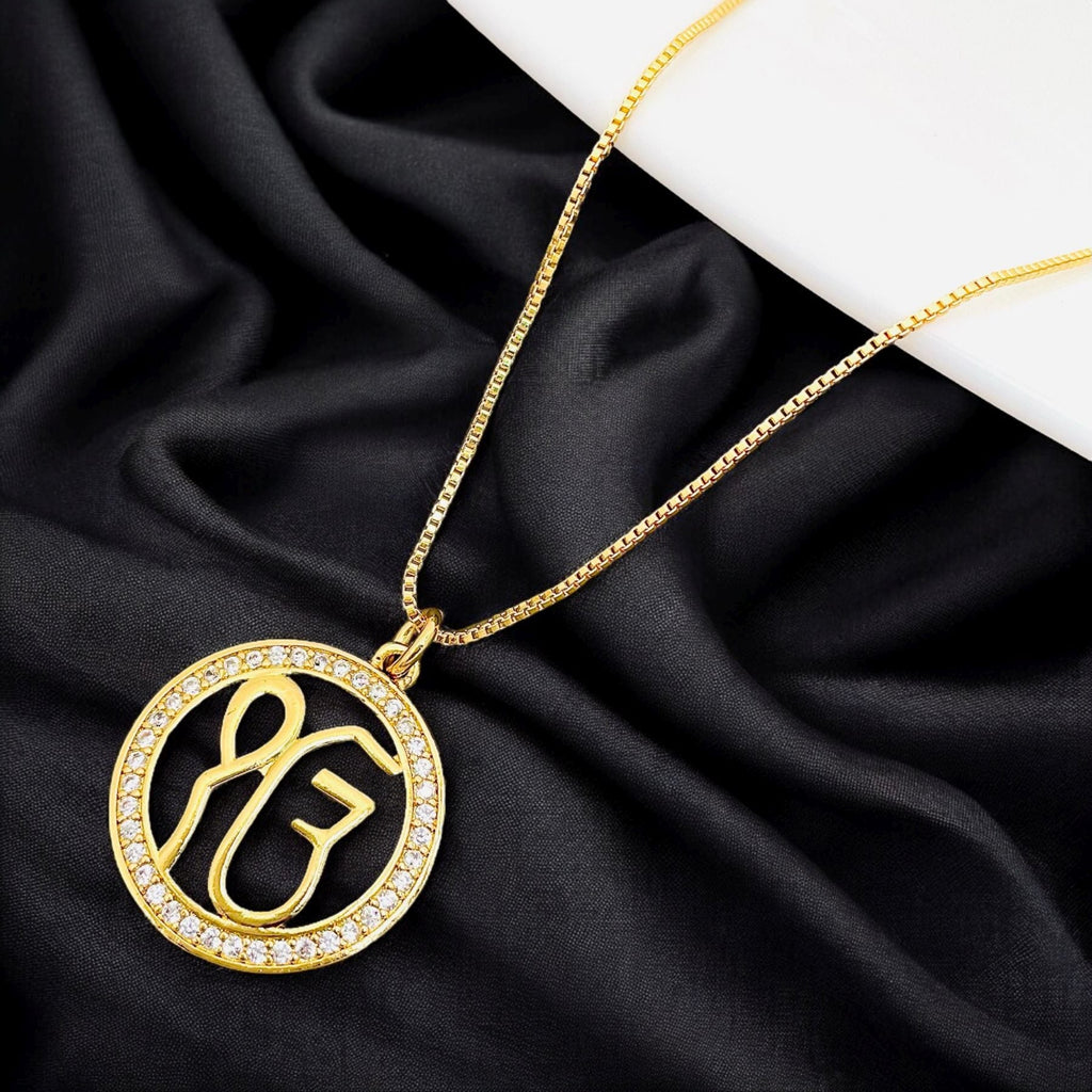 Ek Onkar Cubic Zirconia 18K Gold Anti Tarnish Pendant Chain Women Bulk