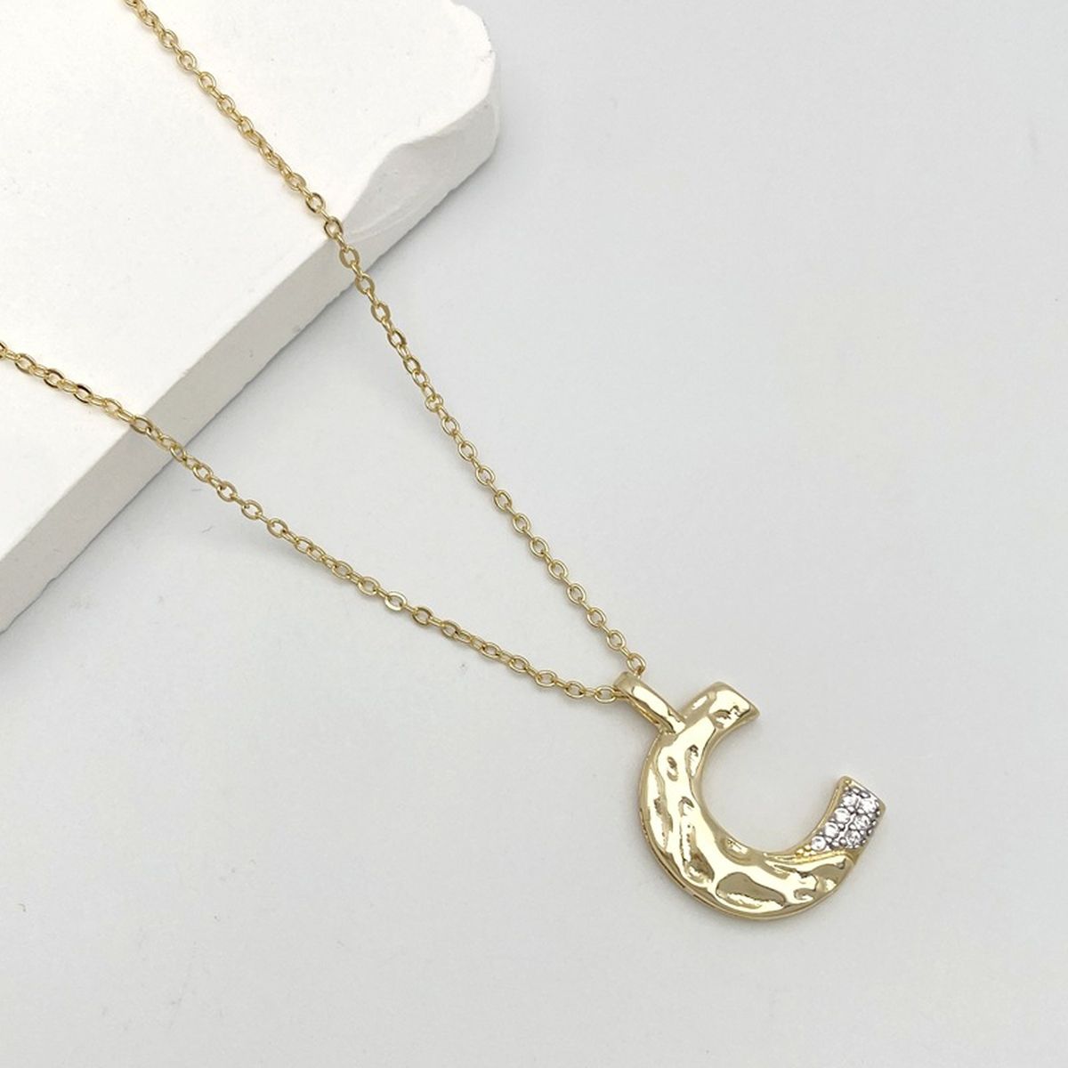 Initial Alphabets Letter A Cubic Zirconia 18K Gold Silver Anti Tarnish Pendant Chain For Women